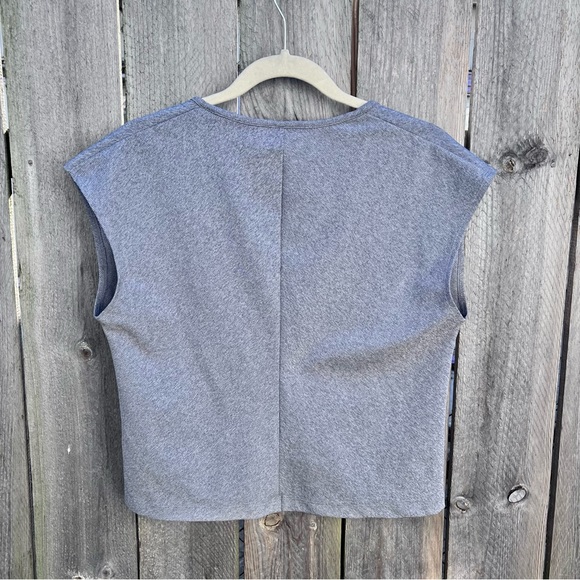 *Athleta | Bayview Ribbed Cropped Faux Wrap Top Workout Tank in Heather Grey L - Picture 8 of 9